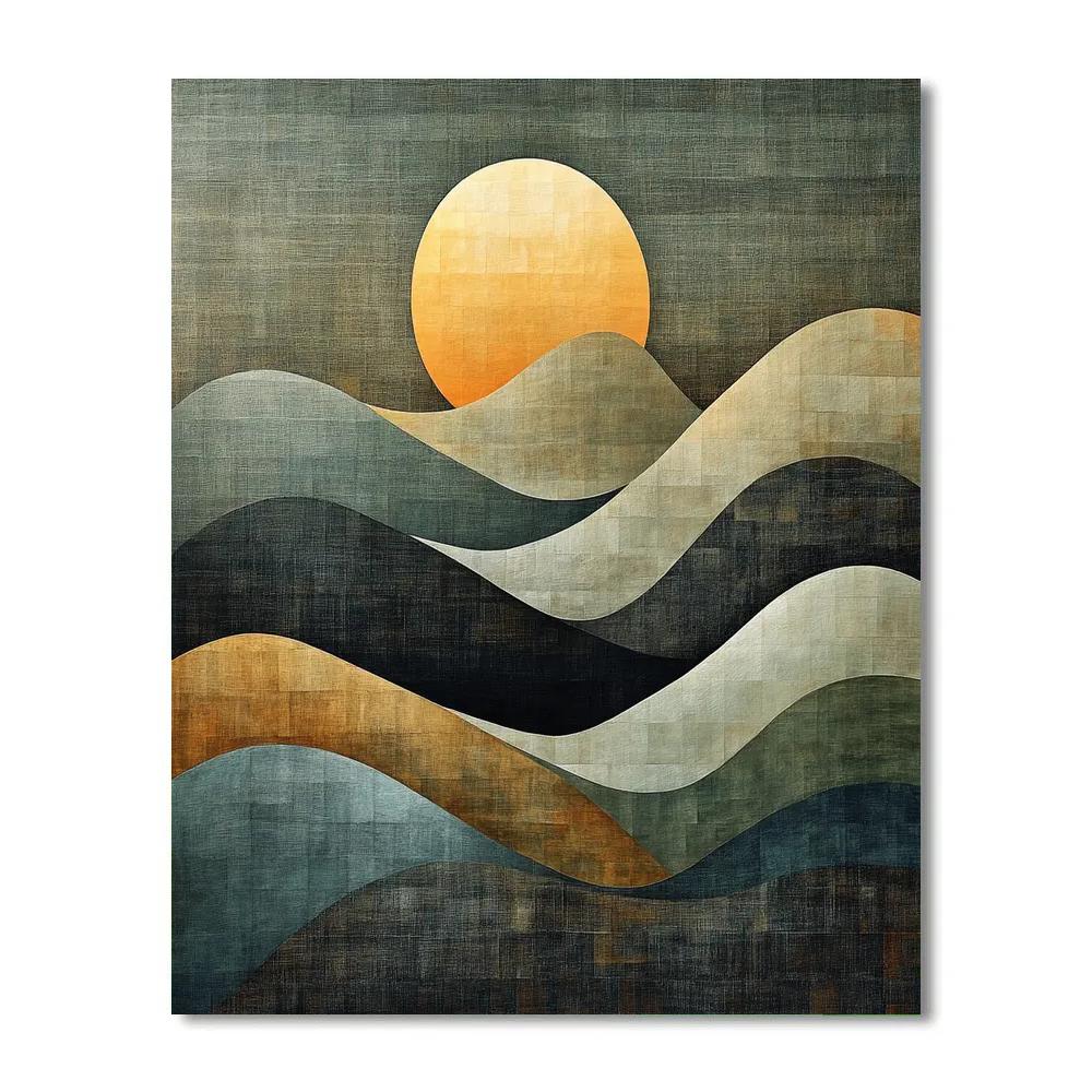 Barbara Hepworth Inspired Abstract Mountain Forms paint by color