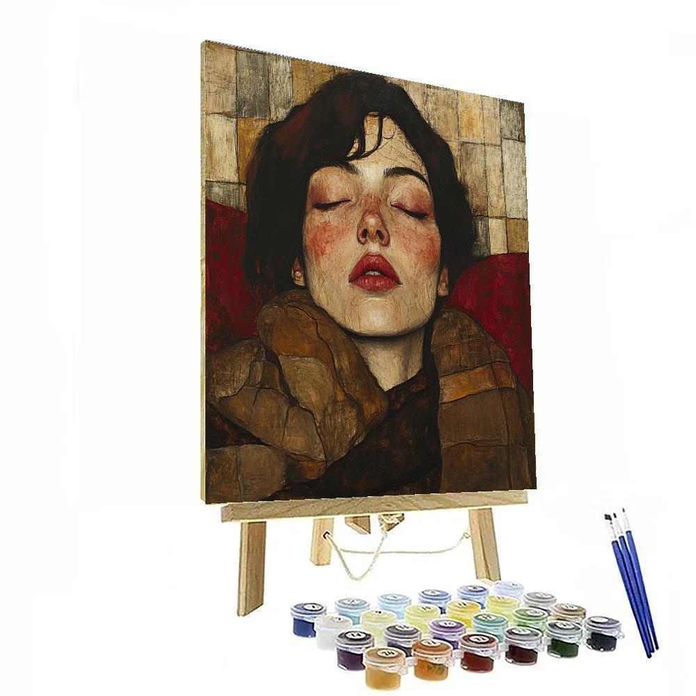 Egon Schiele Inspired Expressionist Portrait paint by color