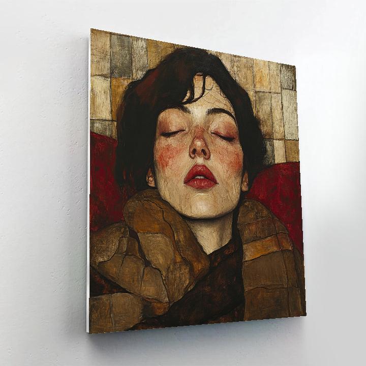 Egon Schiele Inspired Expressionist Portrait paint by color