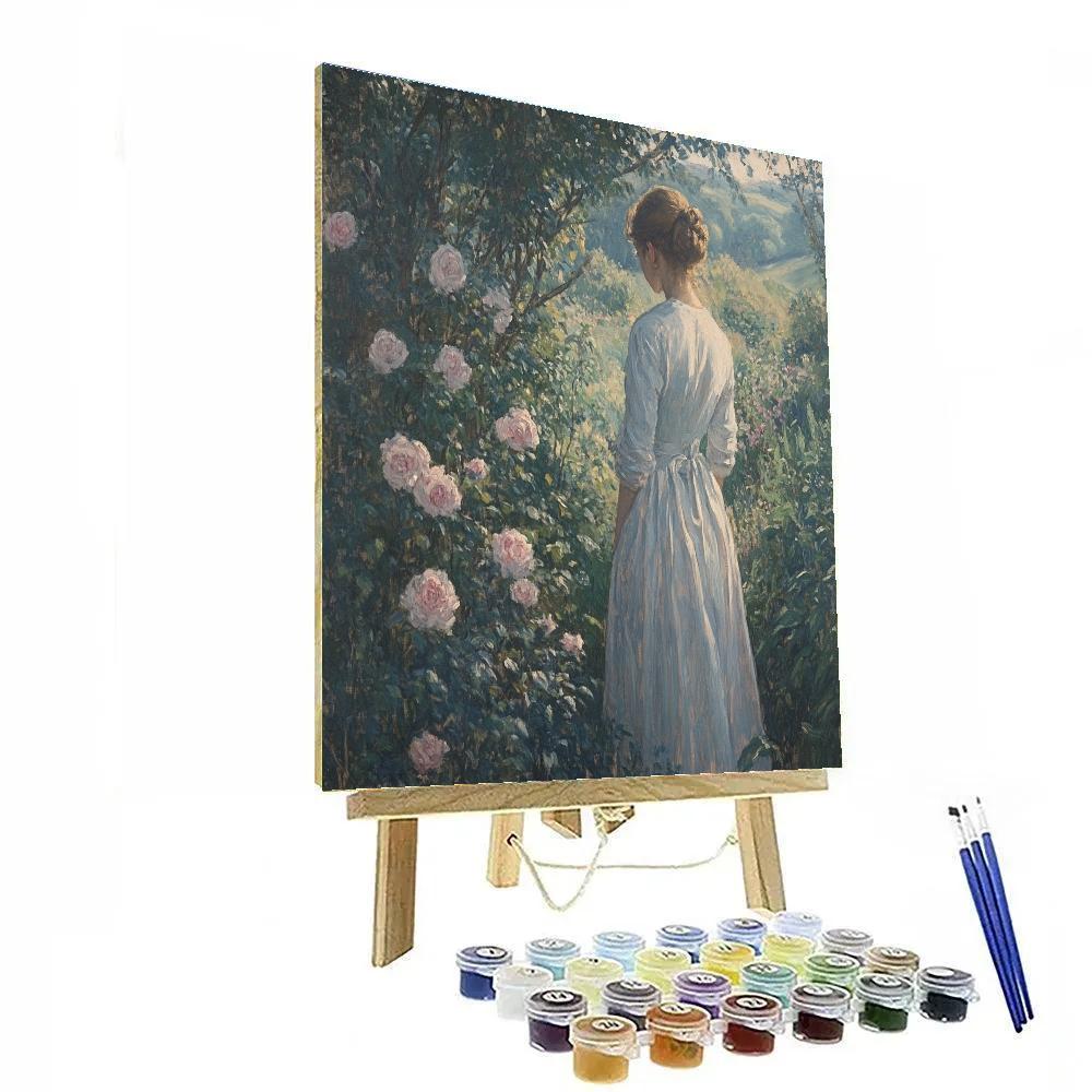 Thomas Gainsborough Inspired Portrait Of A Lady In Garden paint by number