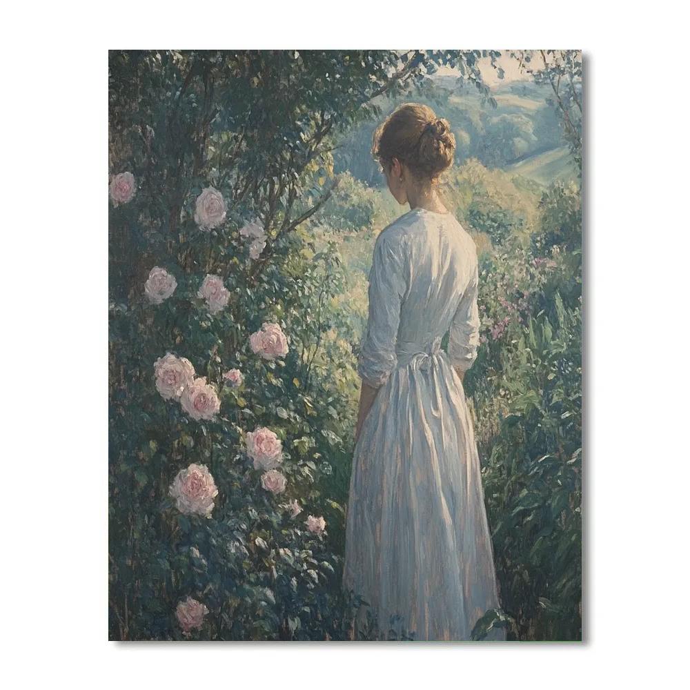 Thomas Gainsborough Inspired Portrait Of A Lady In Garden paint by number