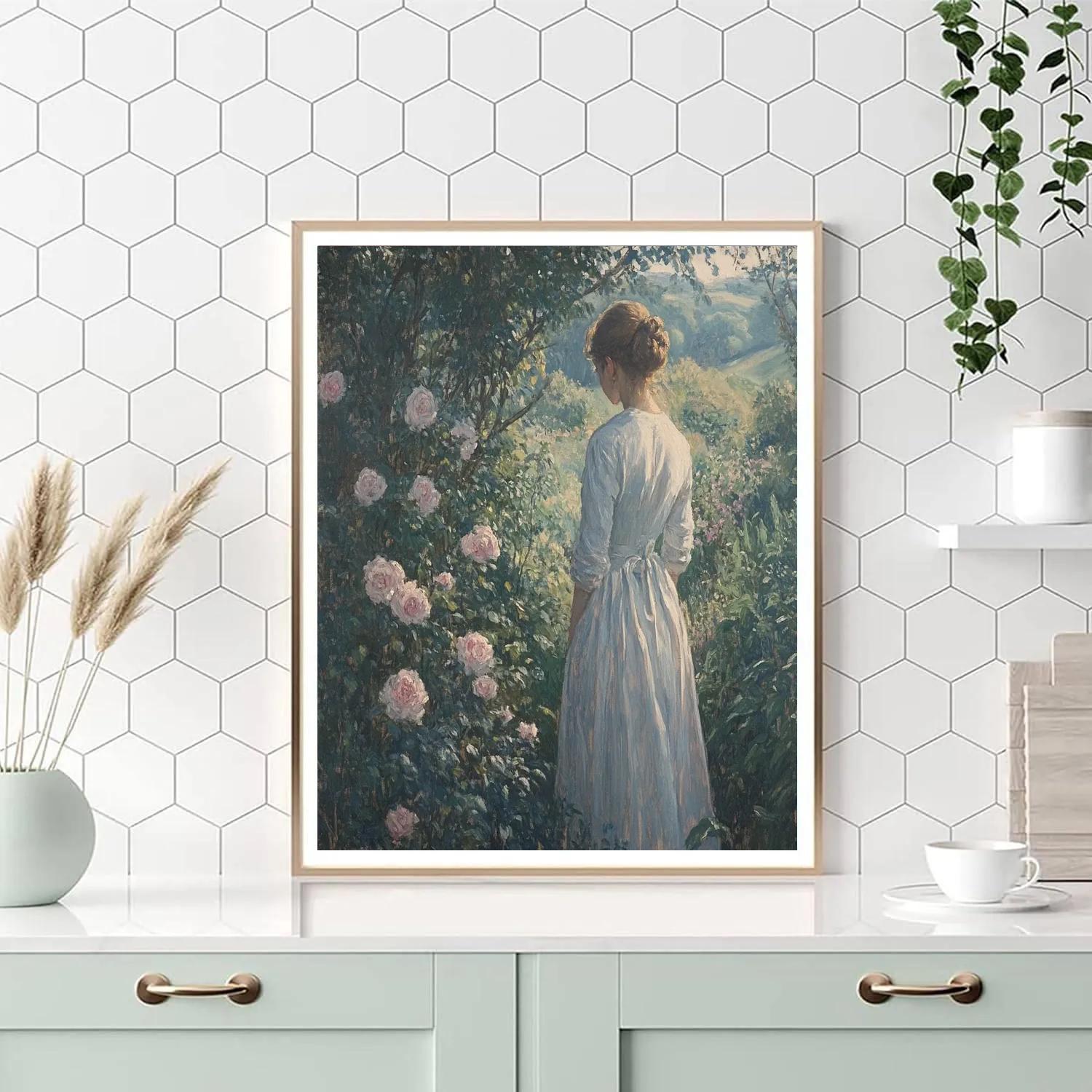 Thomas Gainsborough Inspired Portrait Of A Lady In Garden paint by number