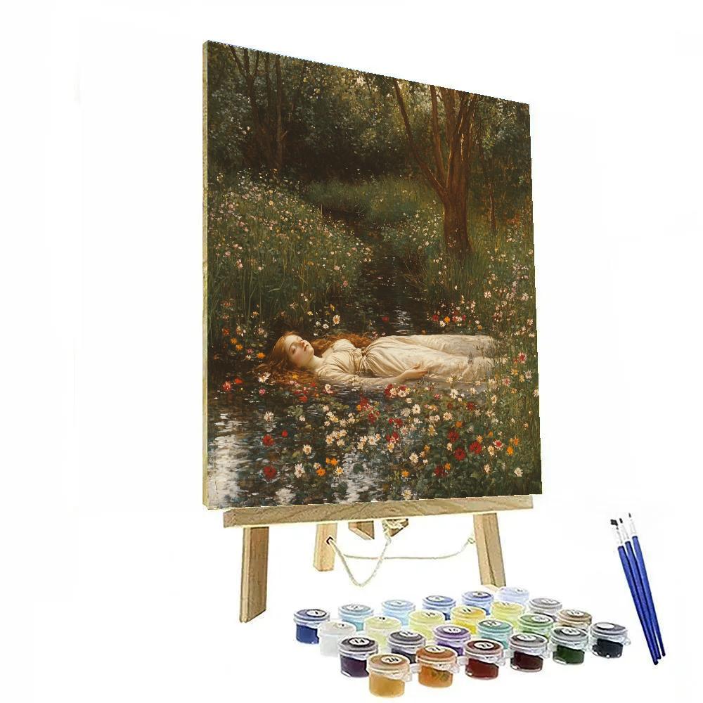 John Everett Millais Inspired Ophelia In Forest Stream DIY paint by numbers