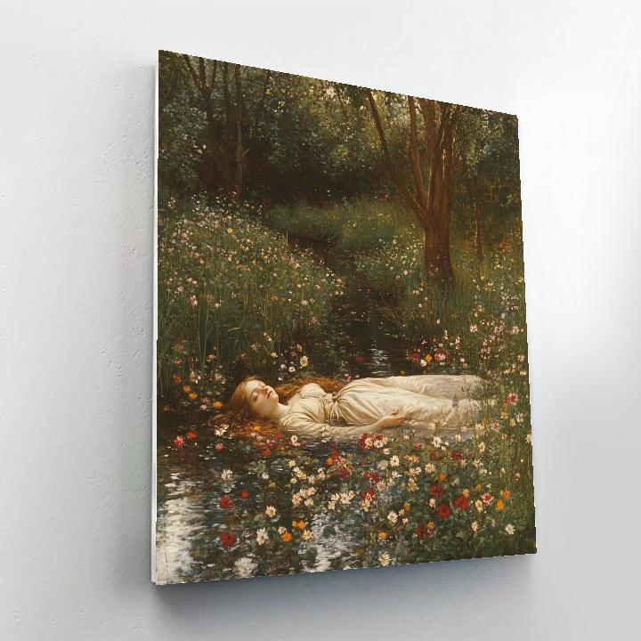 John Everett Millais Inspired Ophelia In Forest Stream DIY paint by numbers