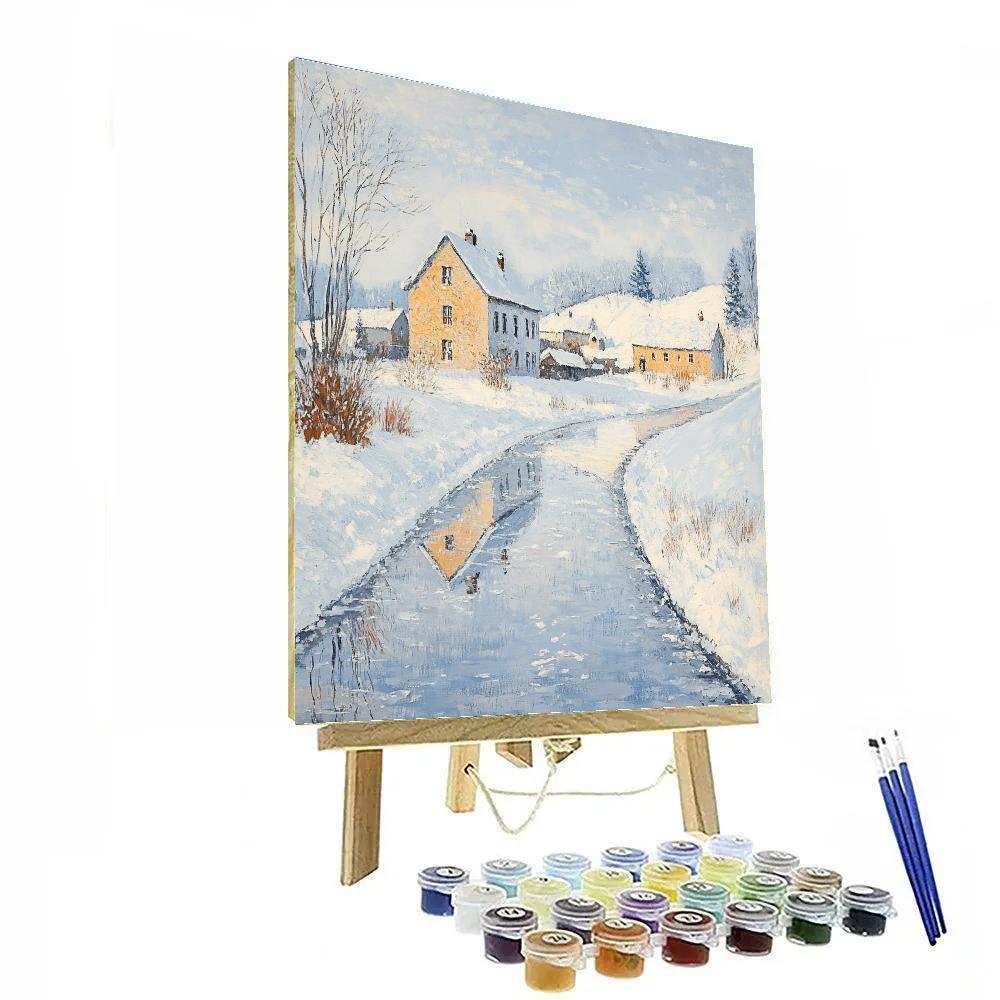 Alfred Sisley Inspired Winter Village Scene painting number kit
