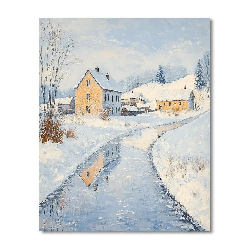 Alfred Sisley Inspired Winter Village Scene painting number kit