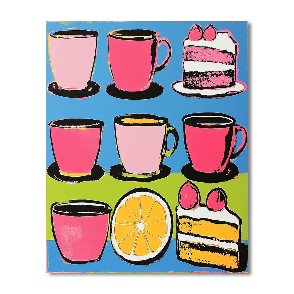Andy Warhol Inspired Coffee And Cake Pop Art Paint by numbers art