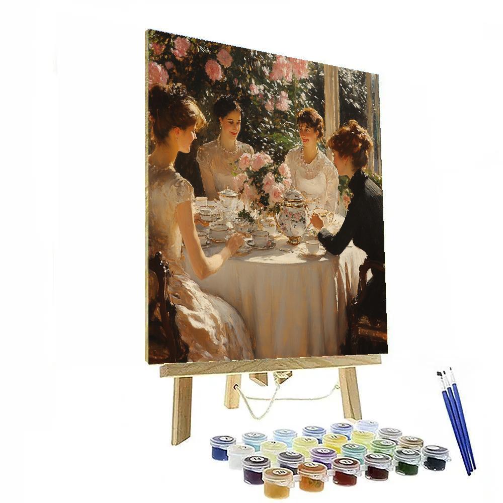 John Singer Sargent Inspired Tea Party paint by color