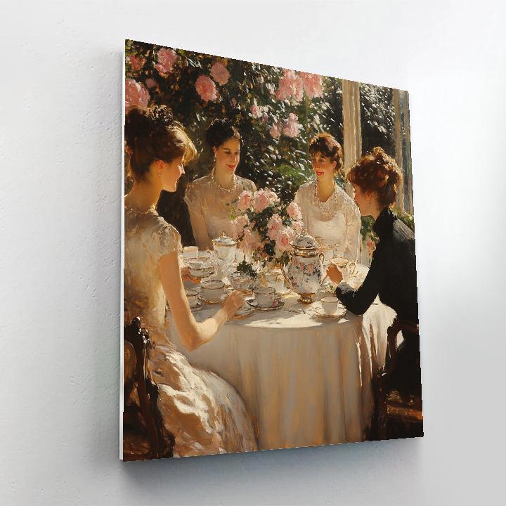 John Singer Sargent Inspired Tea Party paint by color