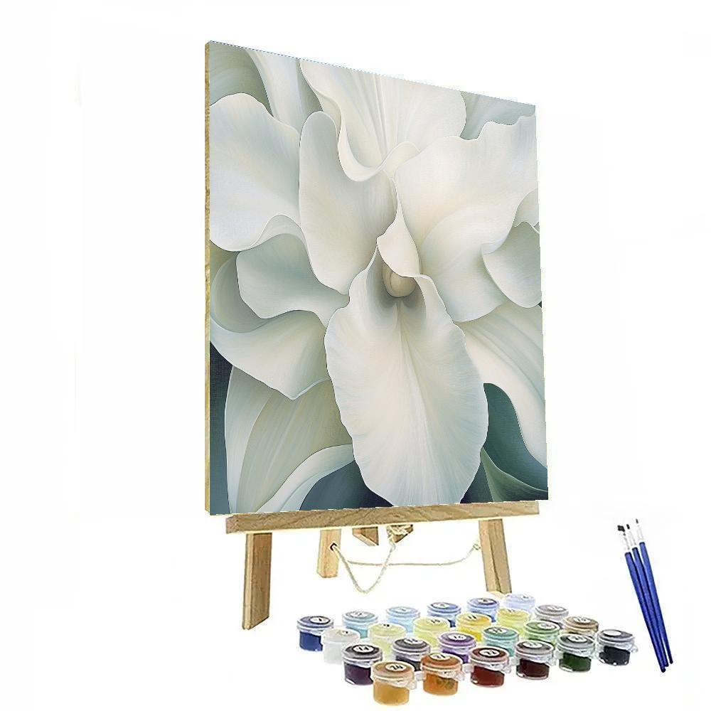 Georgia O’Keeffe Inspired White Orchid Close-up Paint by numbers art