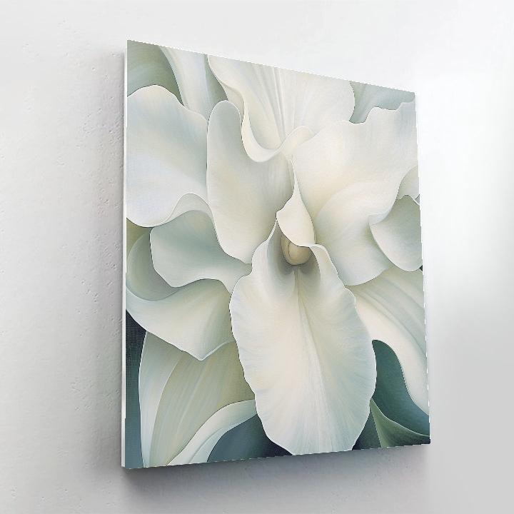 Georgia O’Keeffe Inspired White Orchid Close-up Paint by numbers art