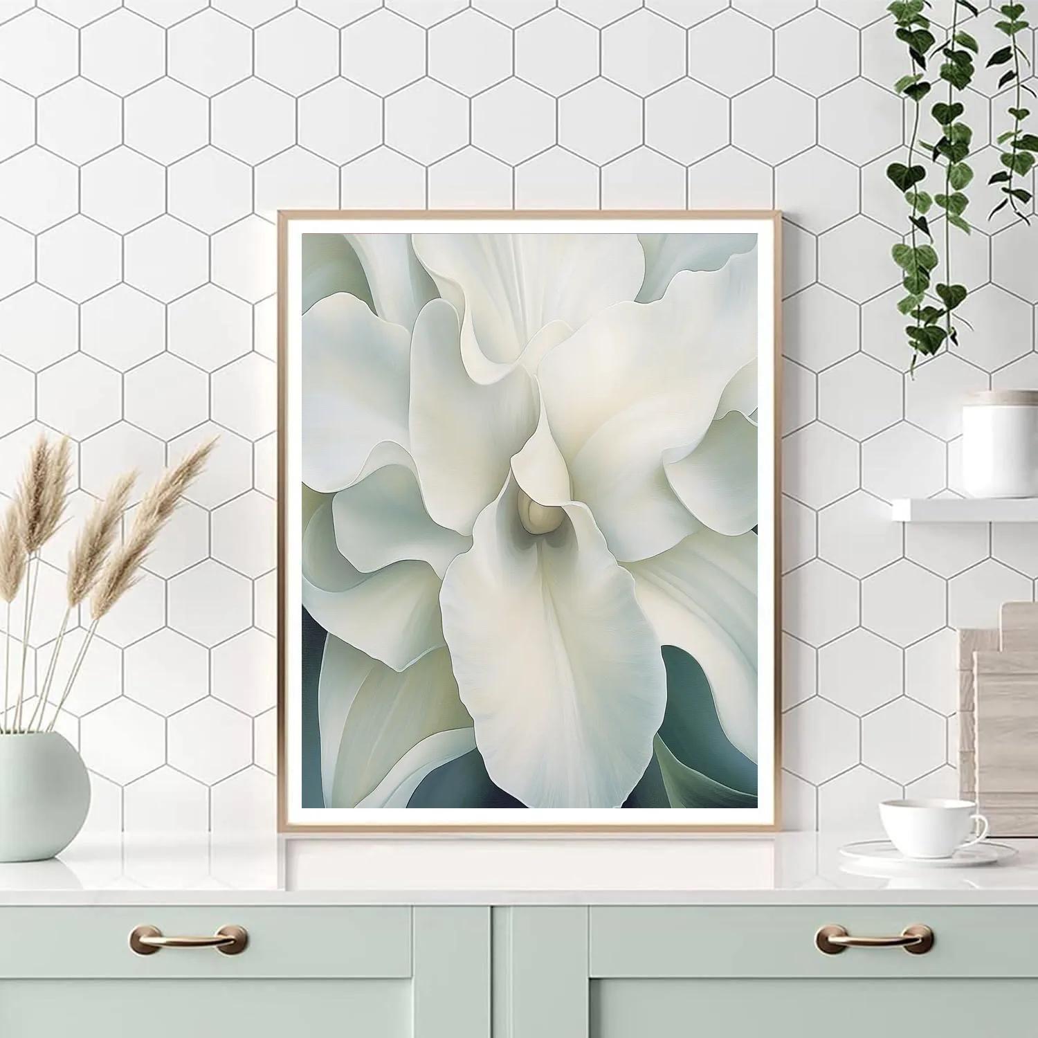 Georgia O’Keeffe Inspired White Orchid Close-up Paint by numbers art