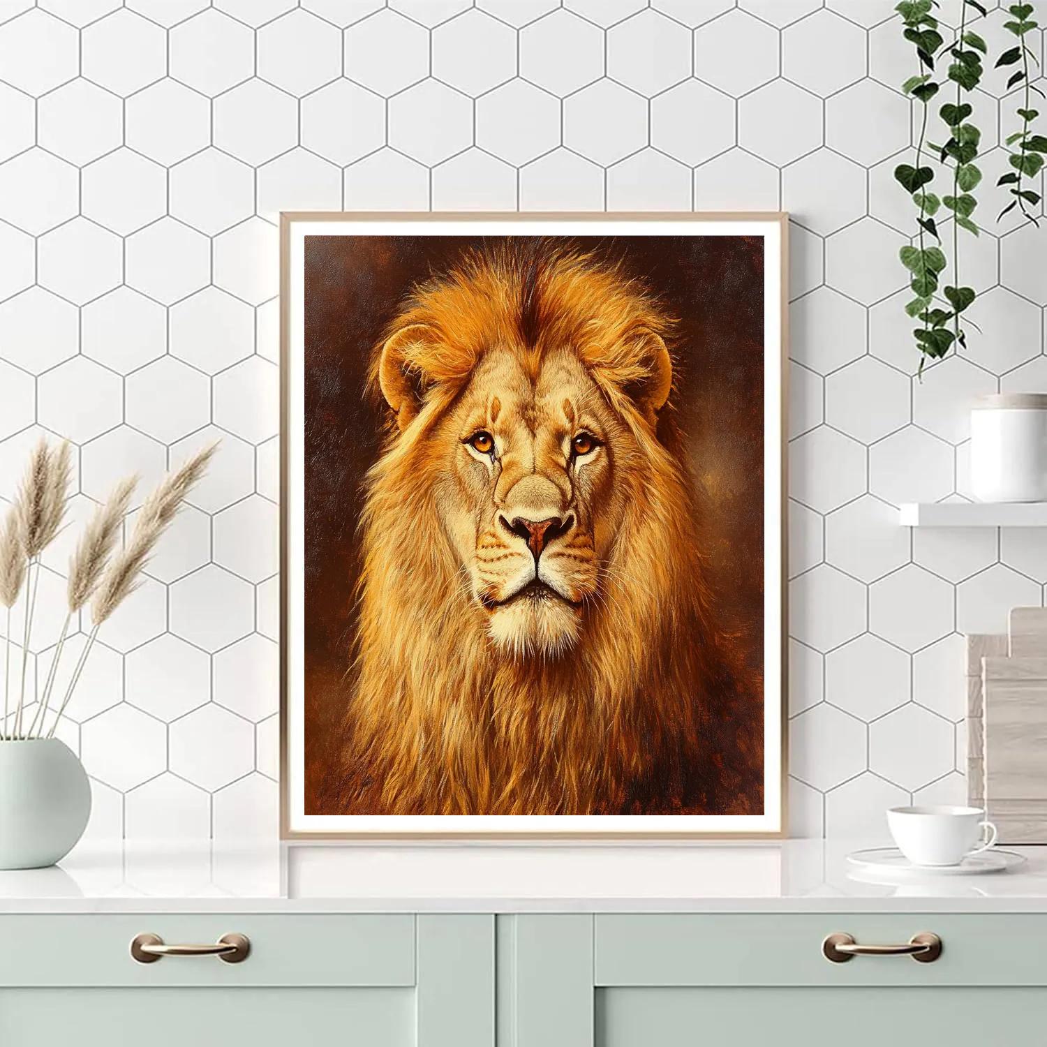 Edwin Landseer Inspired Noble Lion Portrait paint by color
