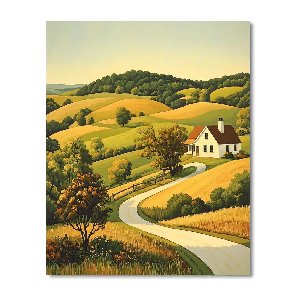 Grant Wood Inspired Midwest Farmhouse Paint by numbers kits