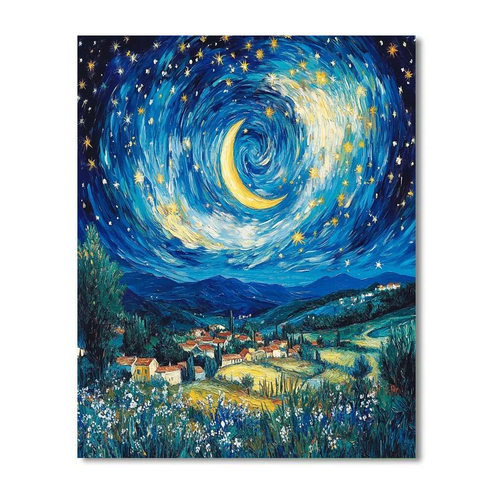 Vincent Van Gogh Inspired Starry Night Sky Number painting