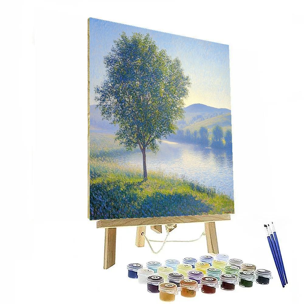 Claude Monet Inspired Misty Morning Landscape paint by color