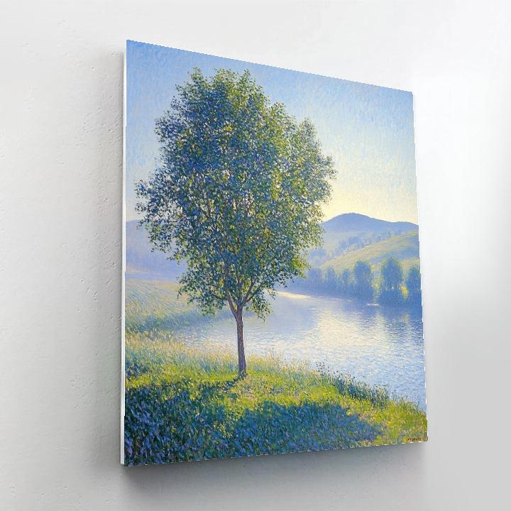 Claude Monet Inspired Misty Morning Landscape paint by color