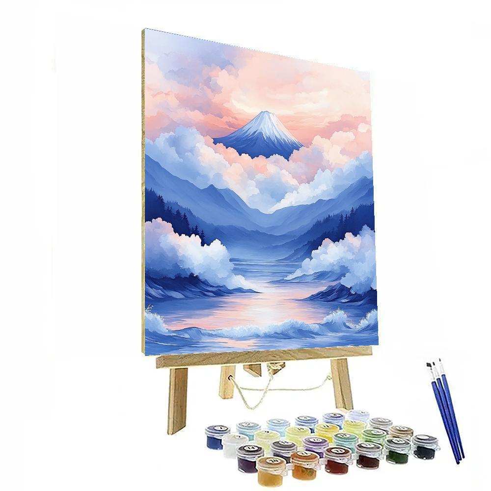 Hokusai Inspired Mount Fuji At Dawn Number painting