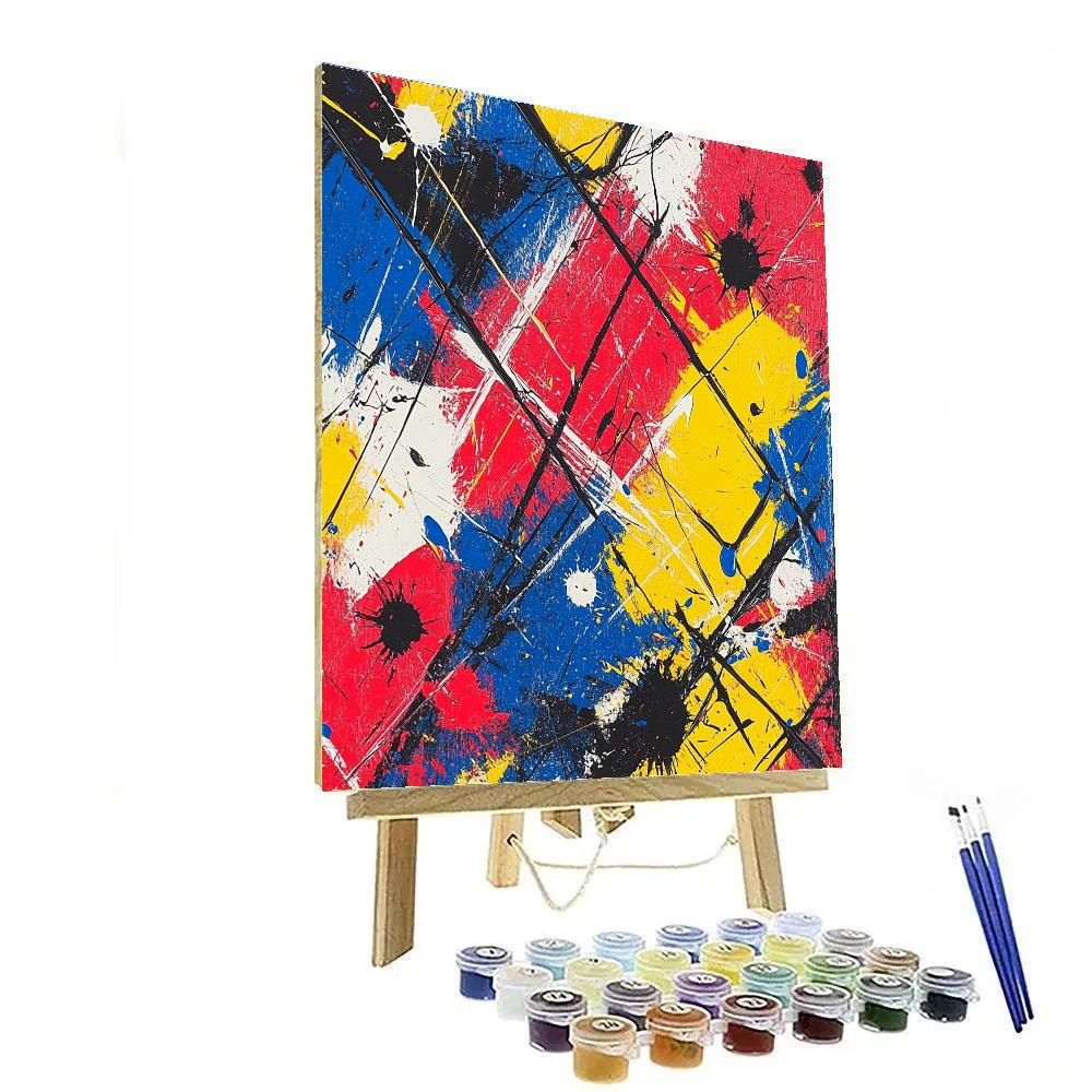 Jackson Pollock Inspired Energetic Abstract paint by numbers