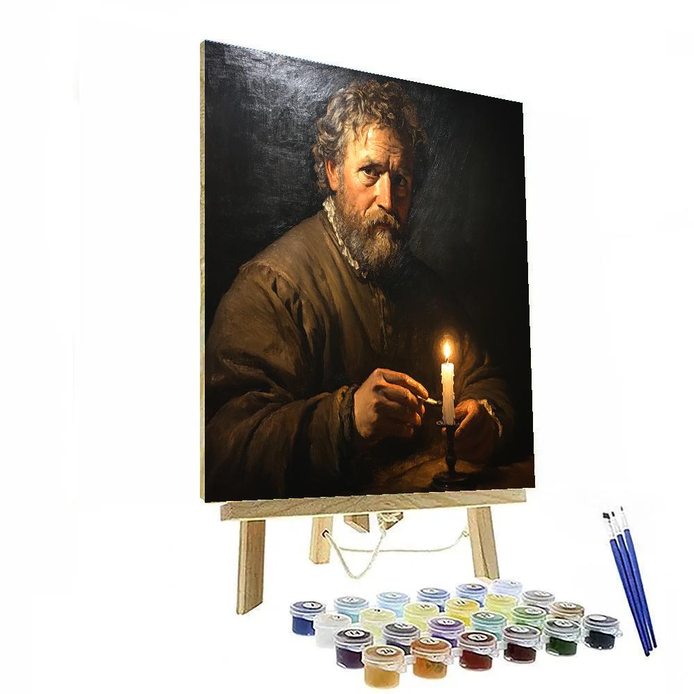 Rembrandt Inspired Candlelight Portrait Numbered painting kits