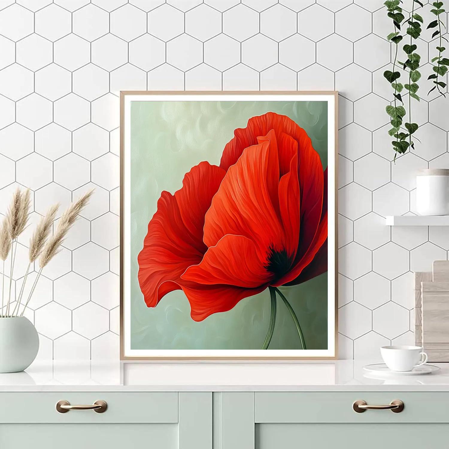 Georgia O’Keeffe Inspired Red Poppy painting number kit