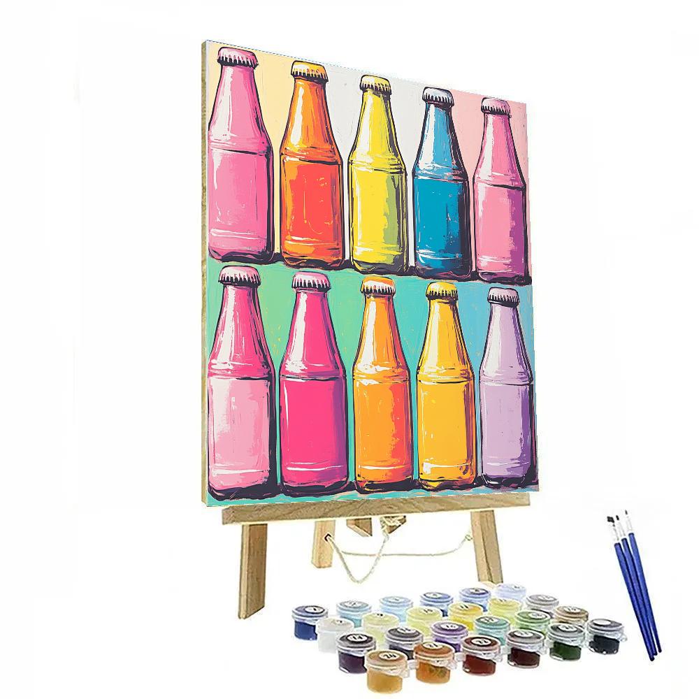Andy Warhol Inspired Colorful Pop Bottles paint by color