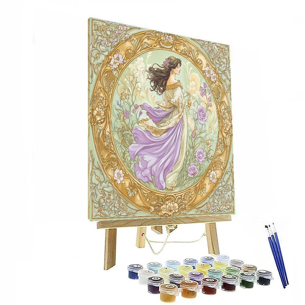 Alphonse Mucha Inspired Art Nouveau Woman Number painting