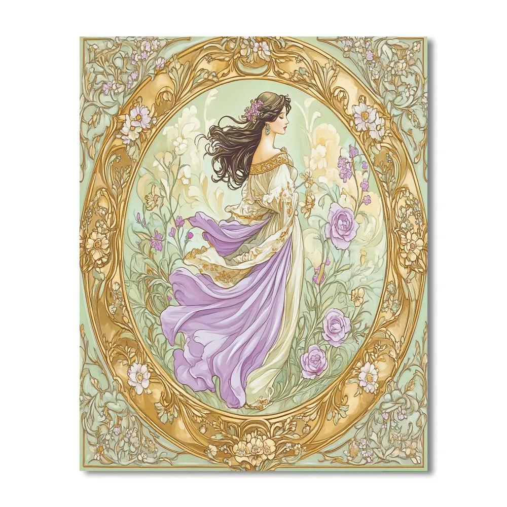 Alphonse Mucha Inspired Art Nouveau Woman Number painting