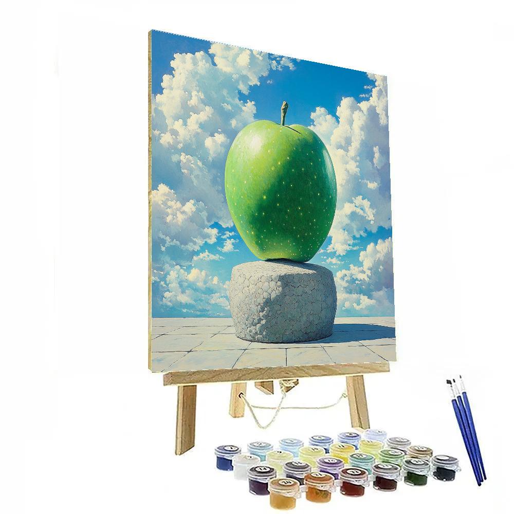 René Magritte Inspired Cloudy Apple paint by color