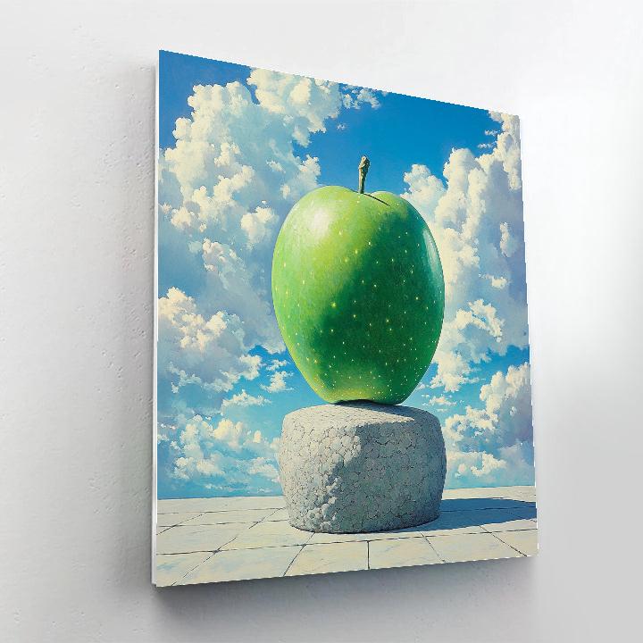 René Magritte Inspired Cloudy Apple paint by color