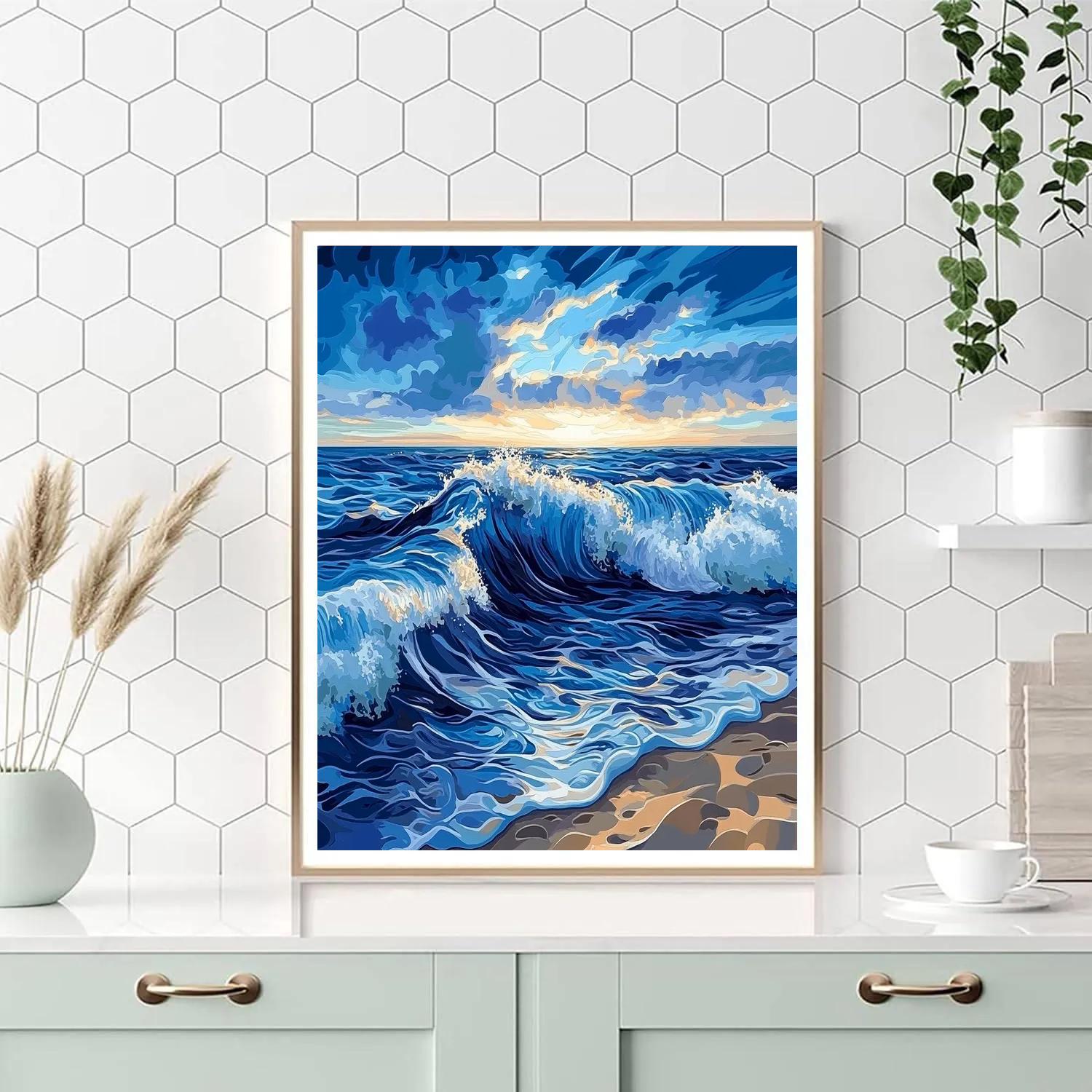 Hokusai Inspired Mystic Waves Painting by numbers kit