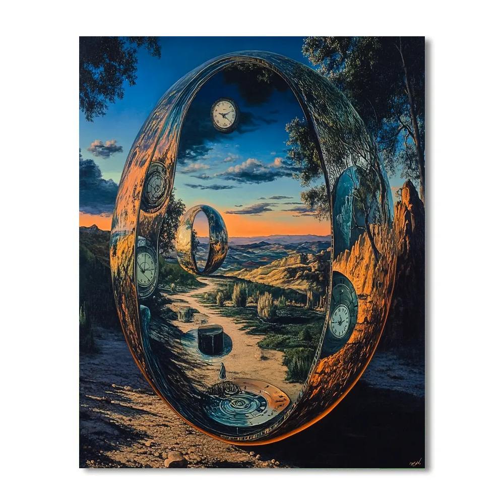 Dali Inspired Surreal Reflection paint by numbers