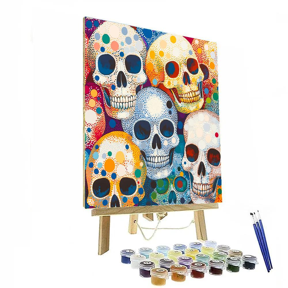 Damien Hirst Inspired Dotted Skulls DIY paint by numbers