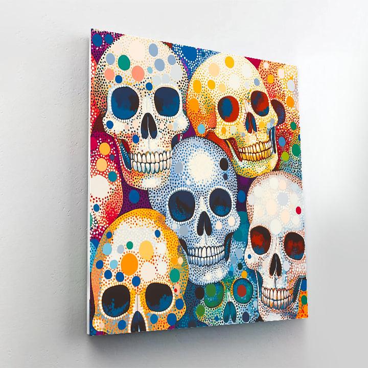 Damien Hirst Inspired Dotted Skulls DIY paint by numbers