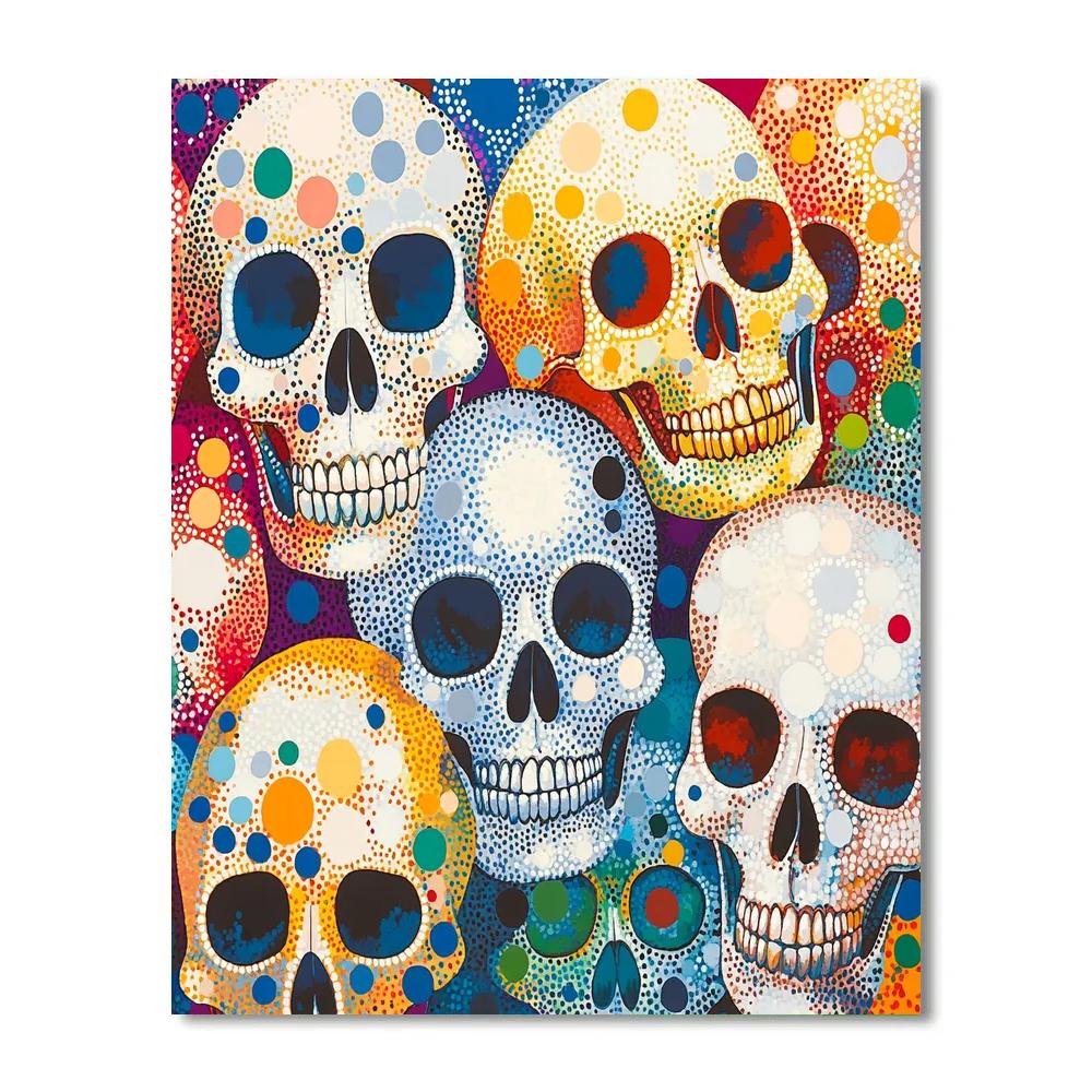 Damien Hirst Inspired Dotted Skulls DIY paint by numbers