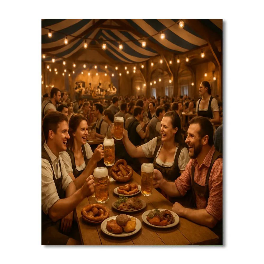 Oktoberfest Beer Tent Scene Paint by numbers art