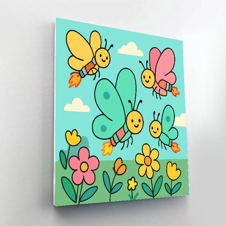 Rocket Garden Butterflies painting number kit