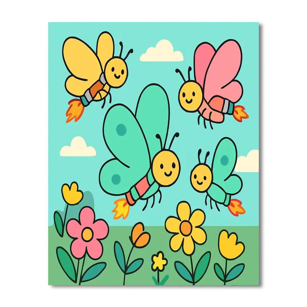Rocket Garden Butterflies painting number kit