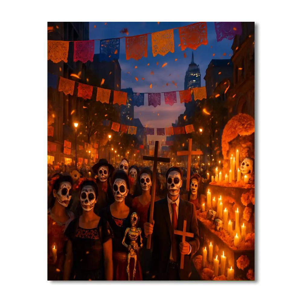 Dia De Los Muertos Street Celebration In Mexico City DIY paint by numbers