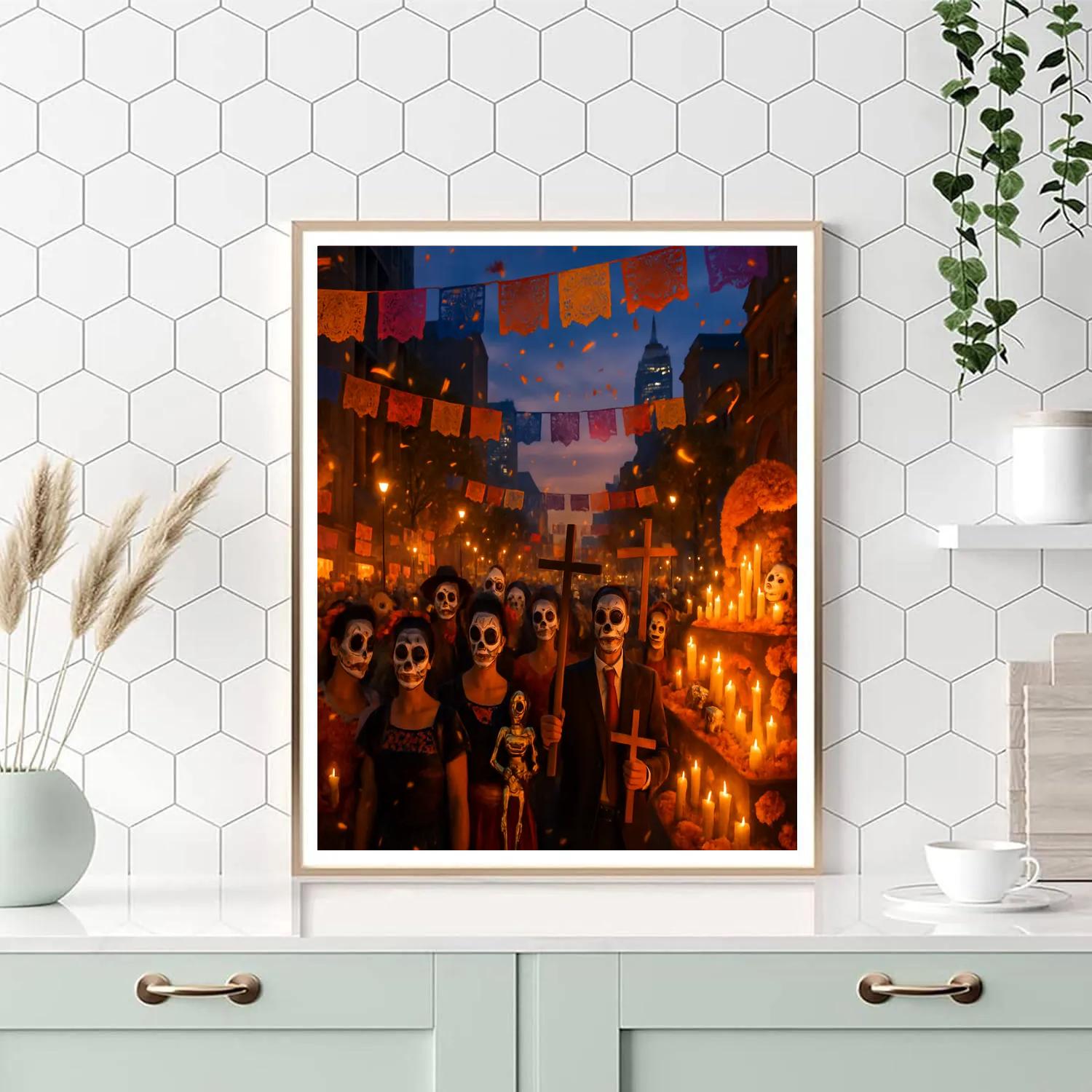 Dia De Los Muertos Street Celebration In Mexico City DIY paint by numbers