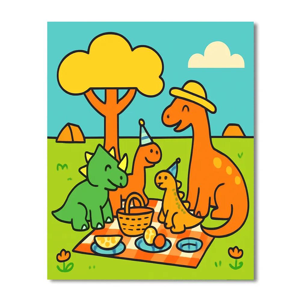 Dino Planet Picnic Number painting