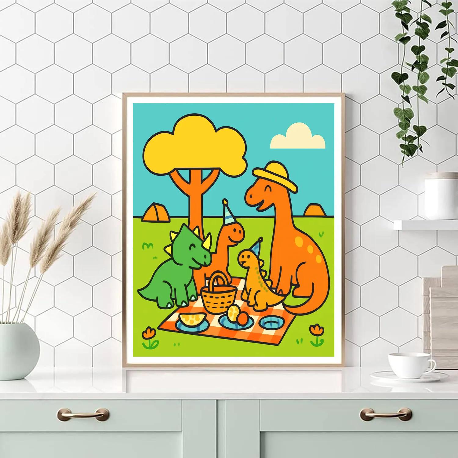 Dino Planet Picnic Number painting