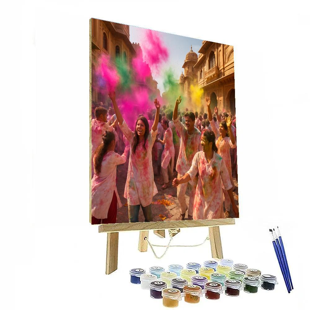 Holi Festival In Jaipur Streets DIY paint by numbers
