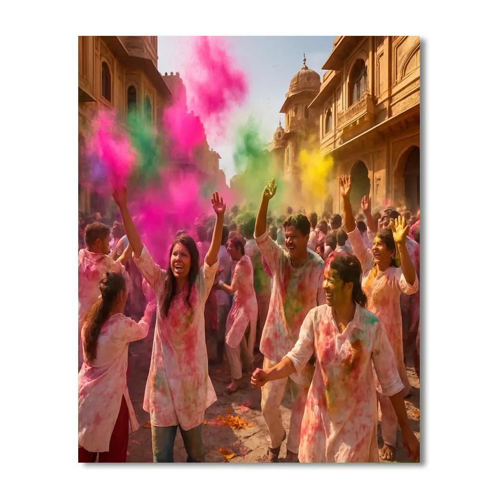 Holi Festival In Jaipur Streets DIY paint by numbers