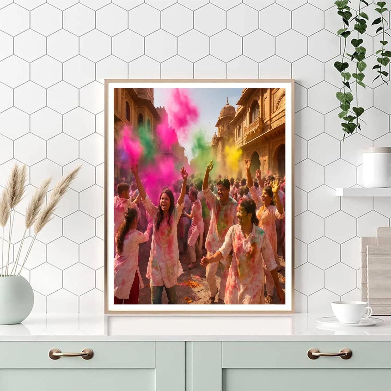 Holi Festival In Jaipur Streets DIY paint by numbers