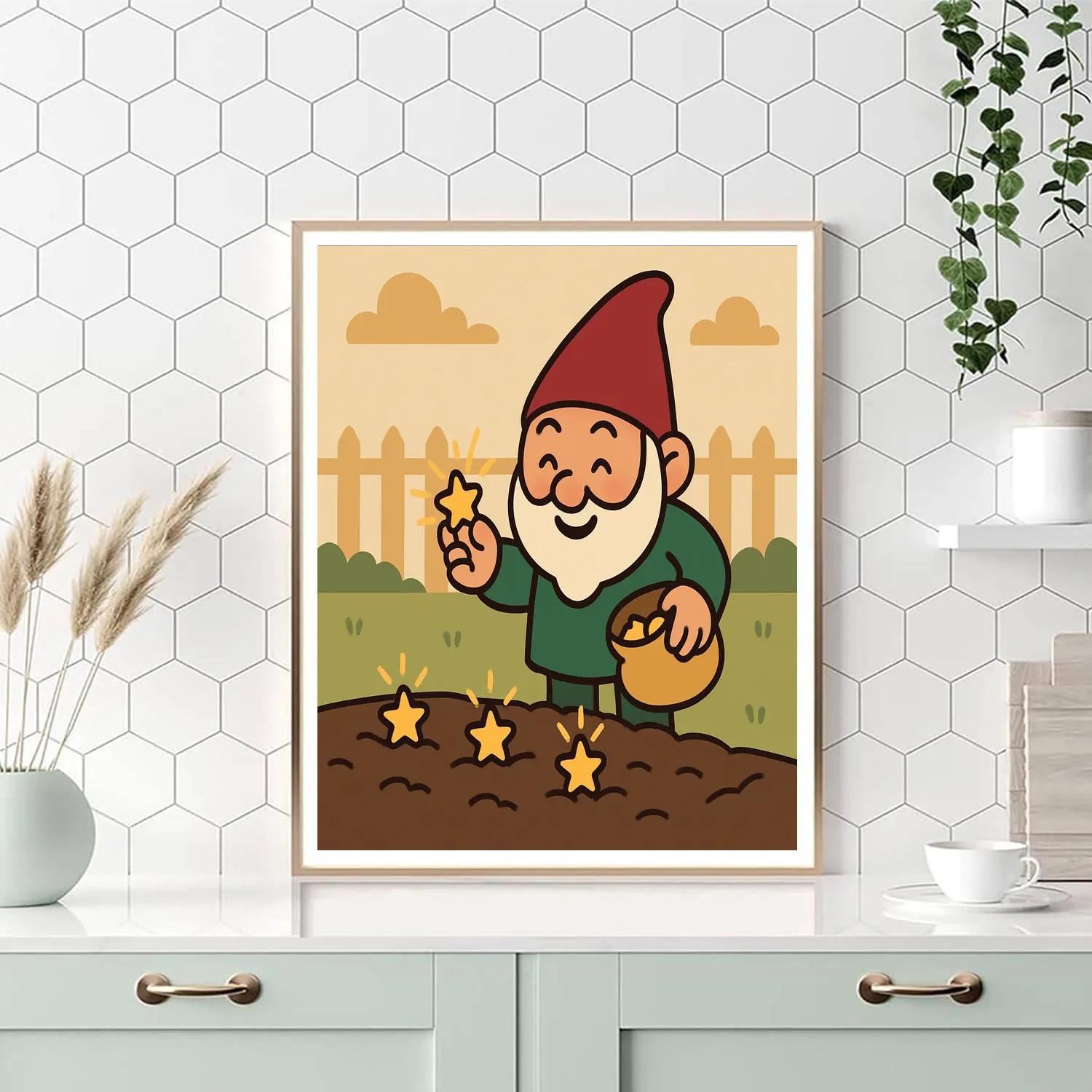 Giggly Galaxy Garden Gnome painting number kit