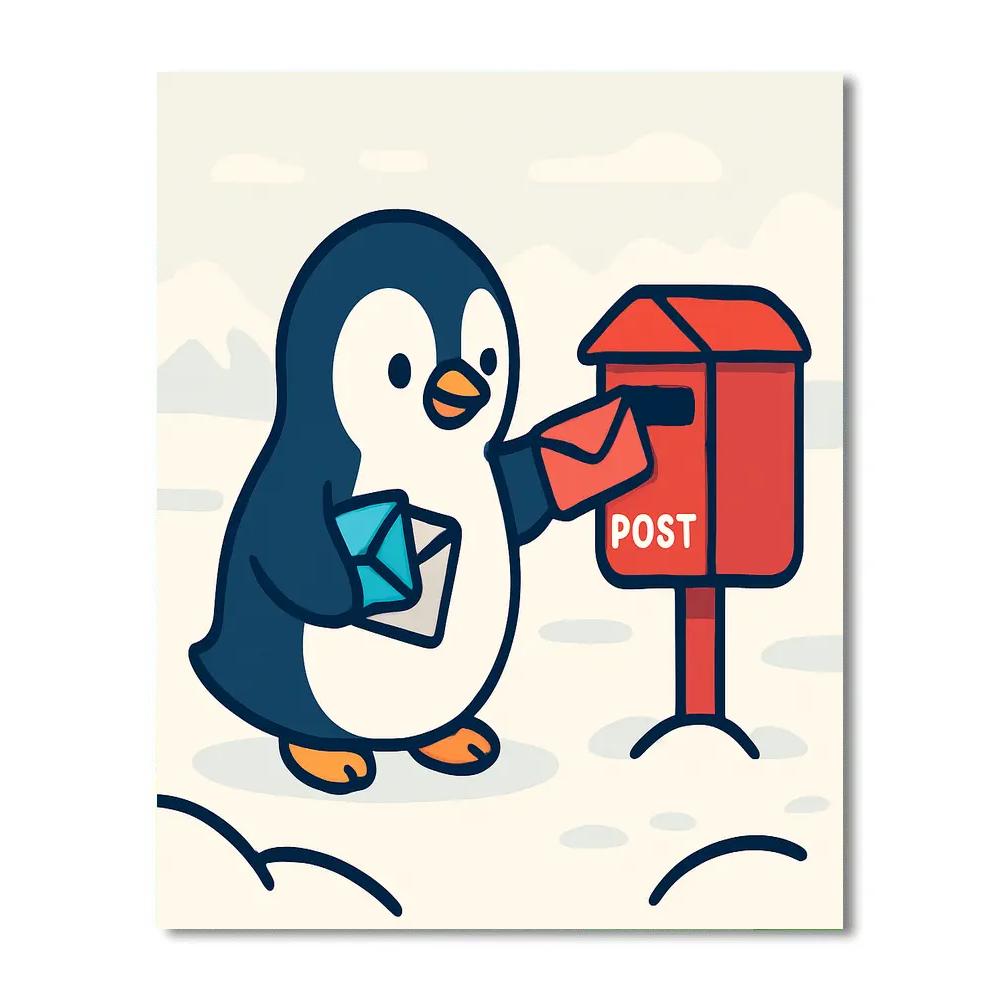 Penguin Polar Post Office Paint by numbers art