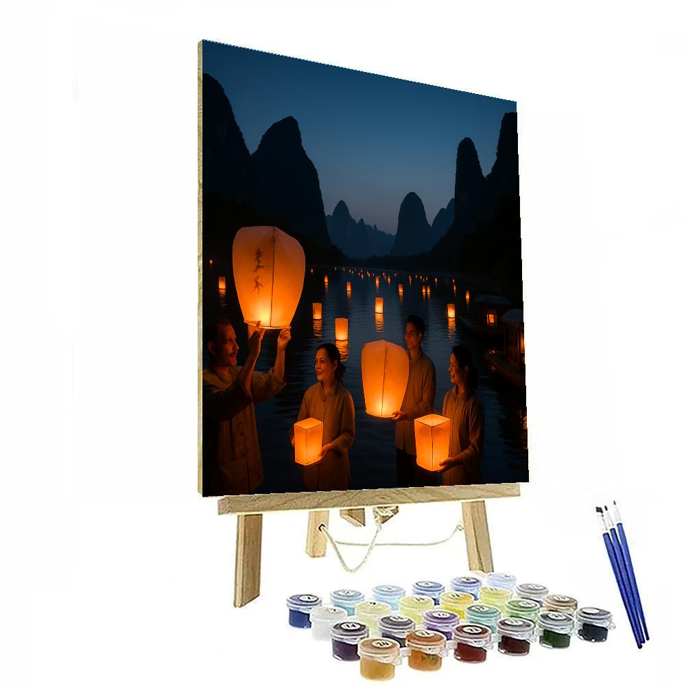 Lantern Festival By The Li River In Guangxi paint by color