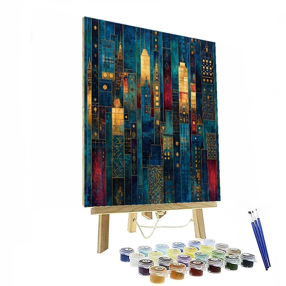 Gustav Klimt Inspired City Lights paint by number