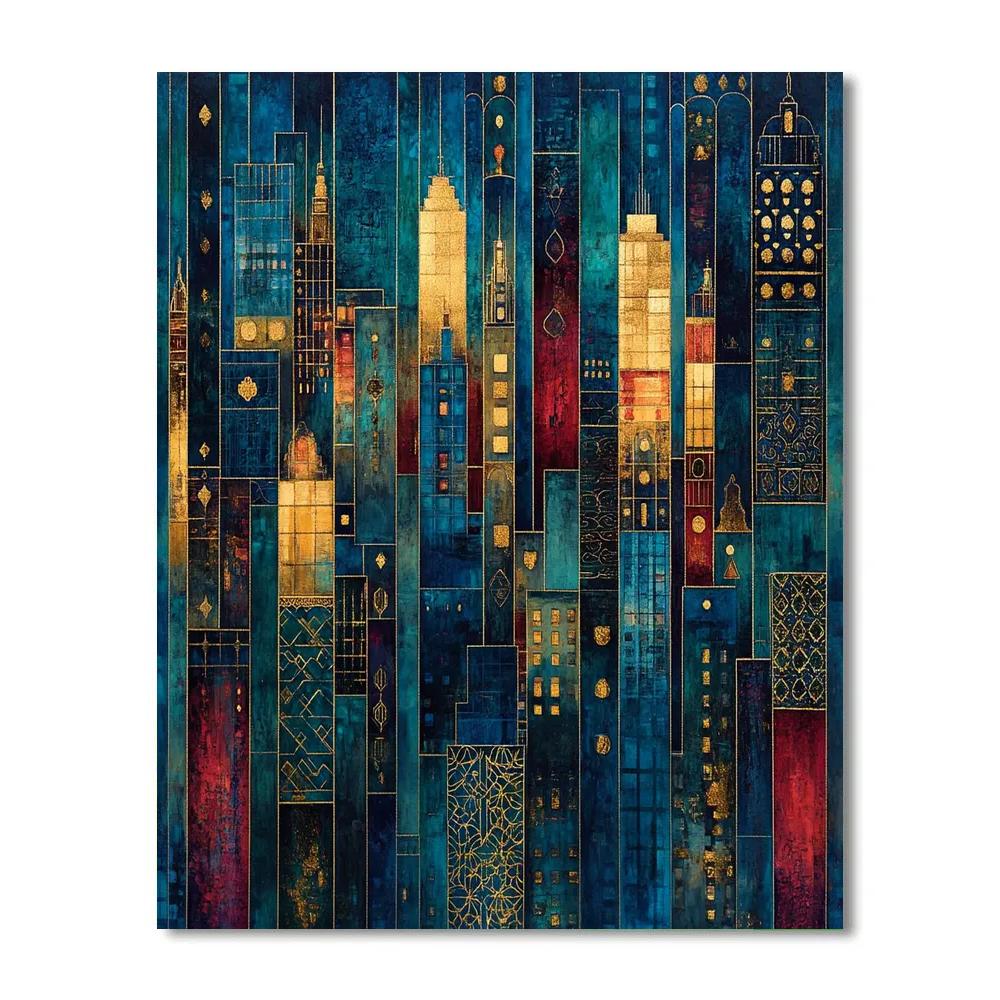 Gustav Klimt Inspired City Lights paint by number